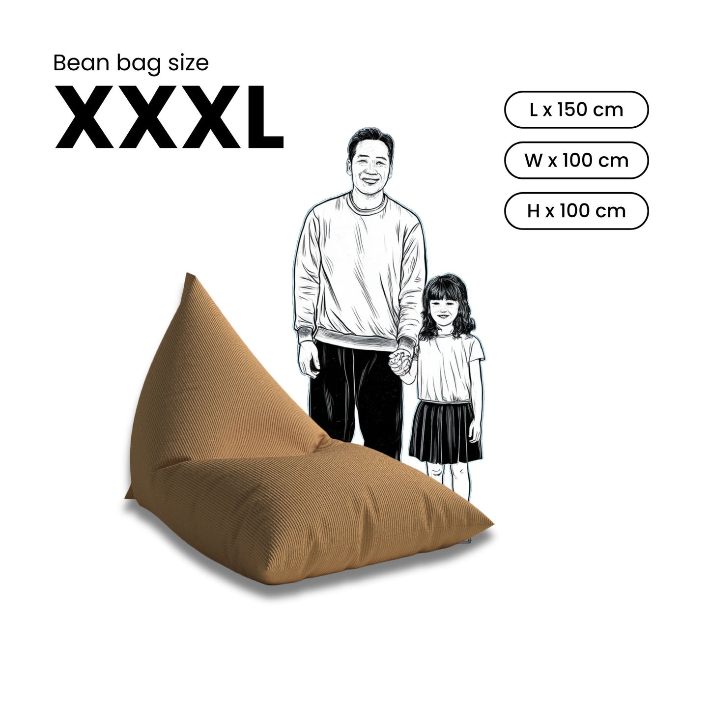 Corduroy Bean bag cover - Gold XXXL