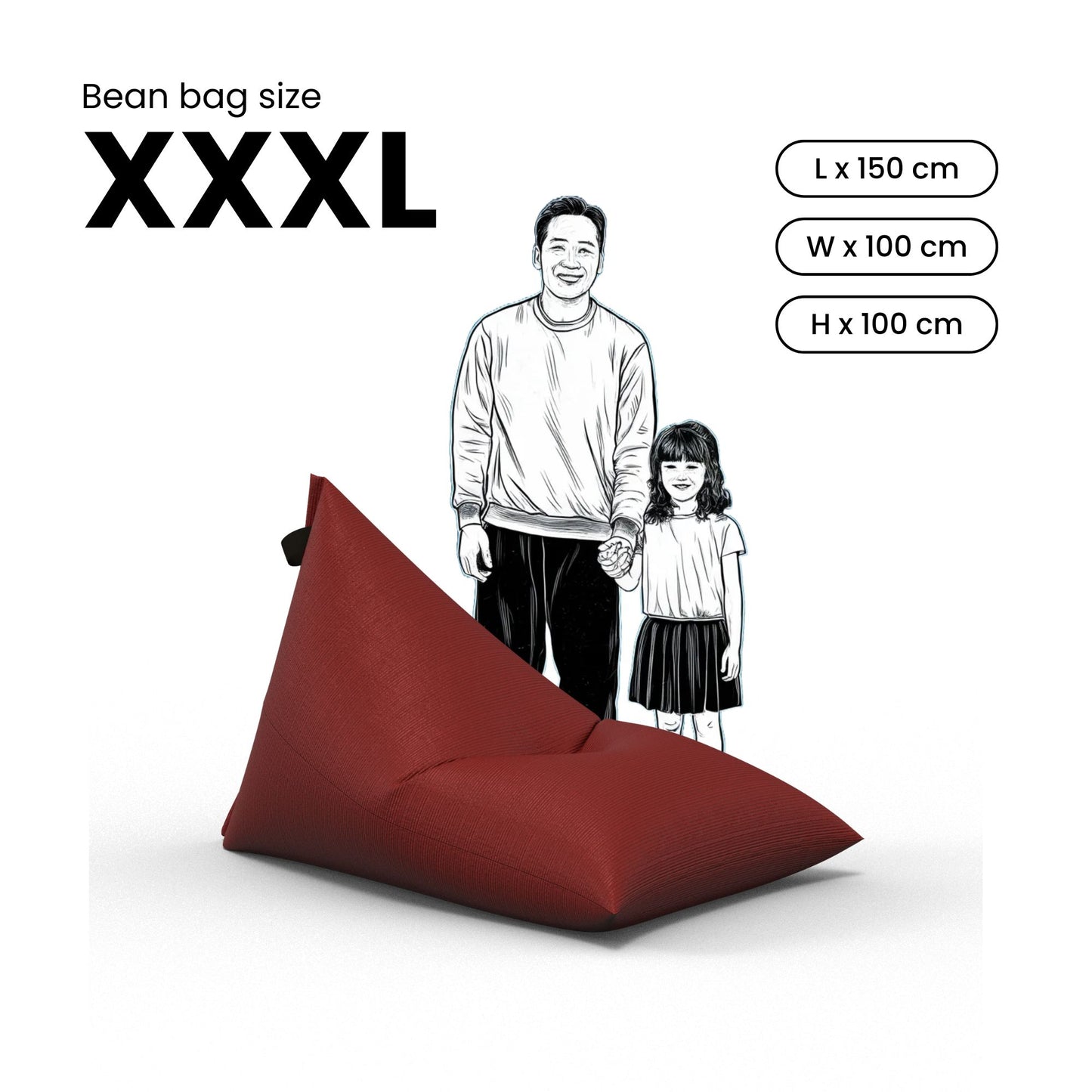 Corduroy Bean bag cover - Brick Red XXXL