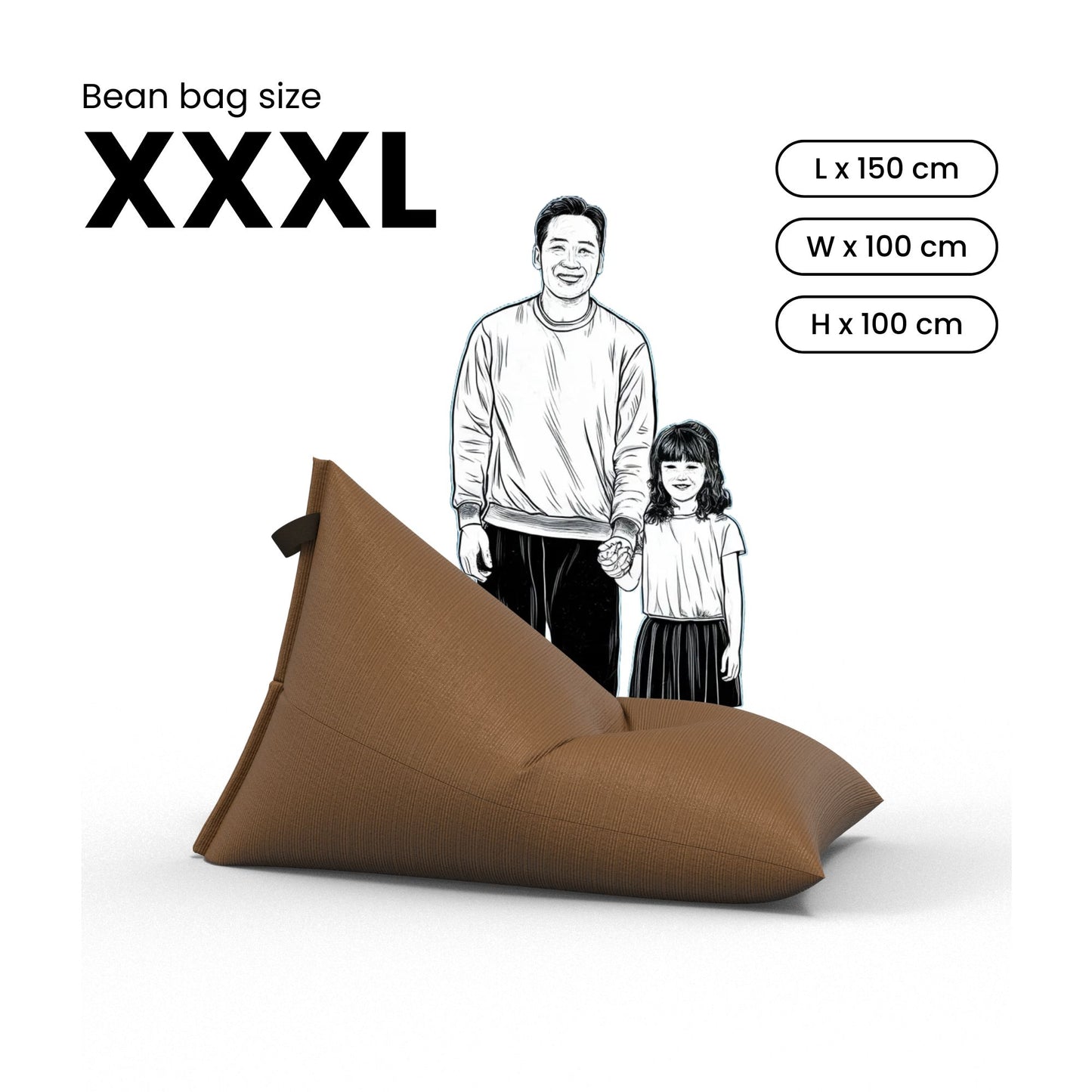 Corduroy Bean bag cover - Camel XXXL