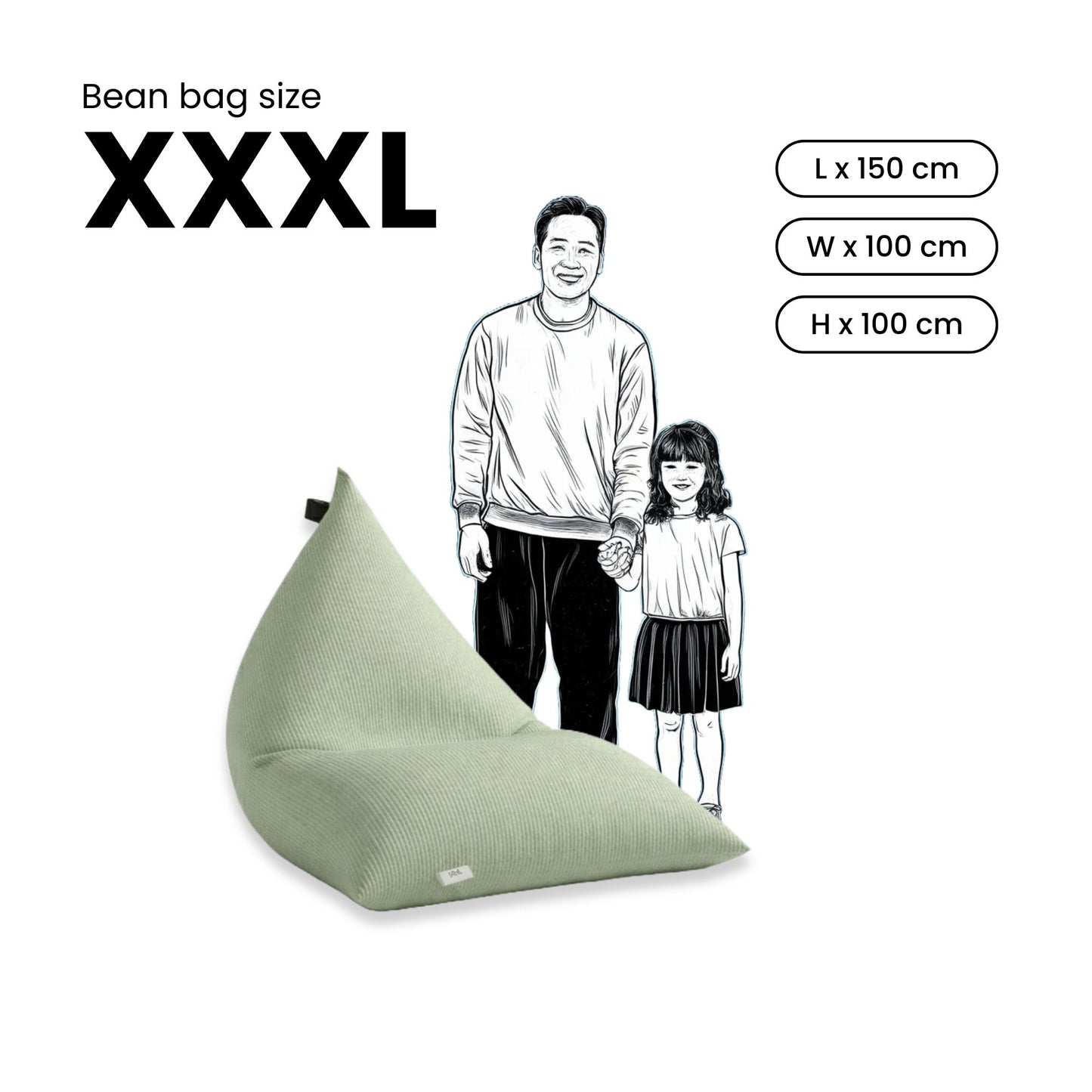 Corduroy Bean bag cover - Pastel Green XXXL