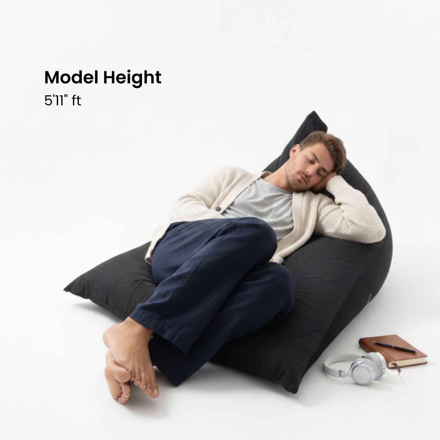 Corduroy Bean bag cover - Black XXXL