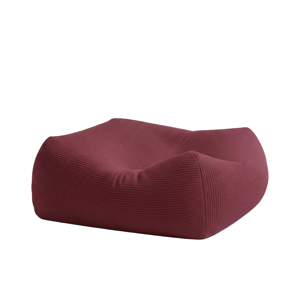 Maroon bean bag chair on a white background