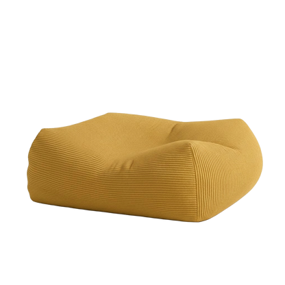 Yellow ribbed cushion on a white background